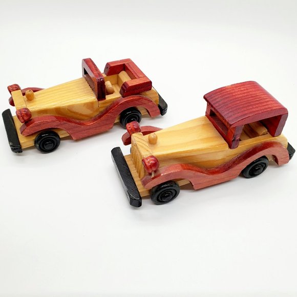 Vintage Small Wooden Cars Handmade Crafted Wood Collectible - Picture 4 of 8